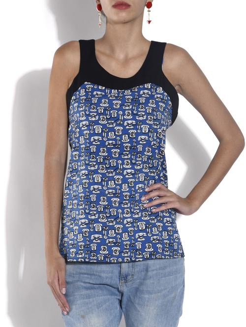 telephone print scoop neck top - 9565494 - Very Small Image - 1