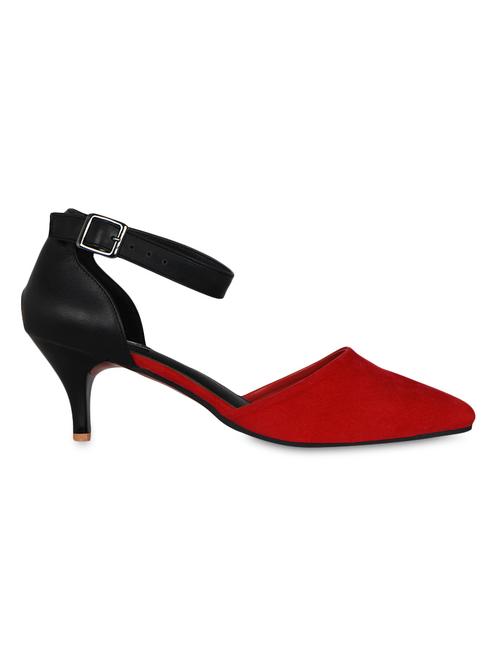red suede ankle strap kitten heel sandals - 9566237 - Very Small Image - 1