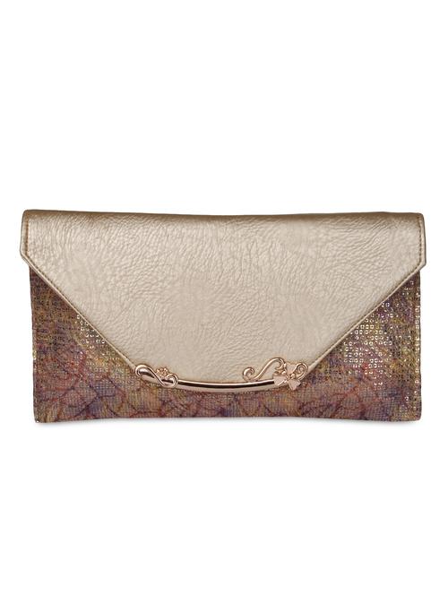 Gold Faux Leather Printed Sling Bag - 9566726 - Very Small Image - 1
