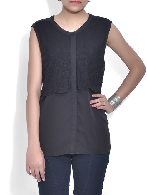 black polyester embroidered shirt - 9566876 - Very Small Image - 1