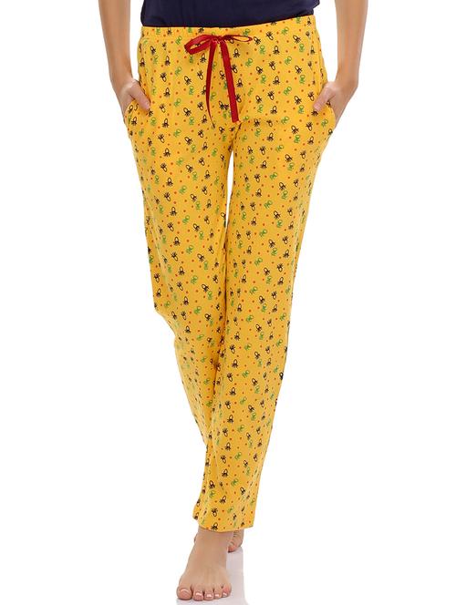yellow cotton printed pyjama - 9568291 - Very Small Image - 1