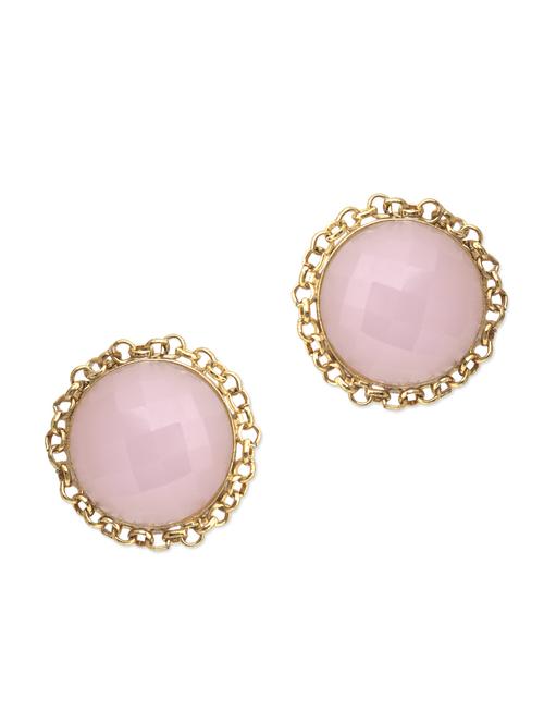 pink stone embellished 22k gold plated earrings - 9568357 - Very Small Image - 1