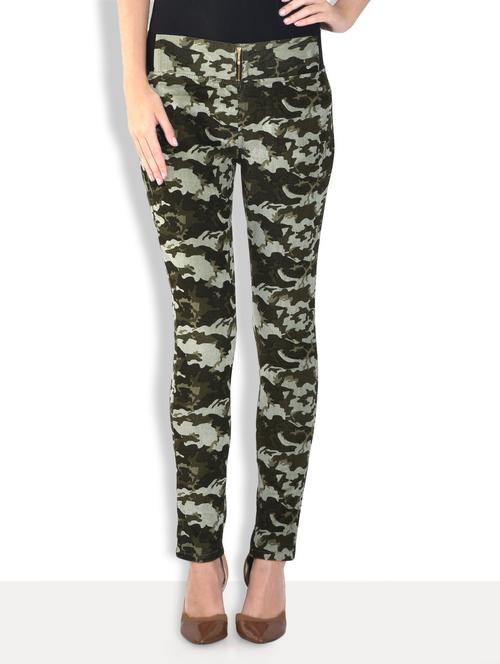 green army printed cotton lycra jeggings - 9569721 - Very Small Image - 1