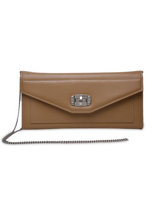 beige leatherette plain sling clutch - 9570882 - Very Small Image - 1