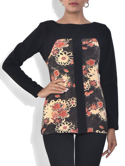 black floral printed viscose top - 9572375 - Very Small Image - 1