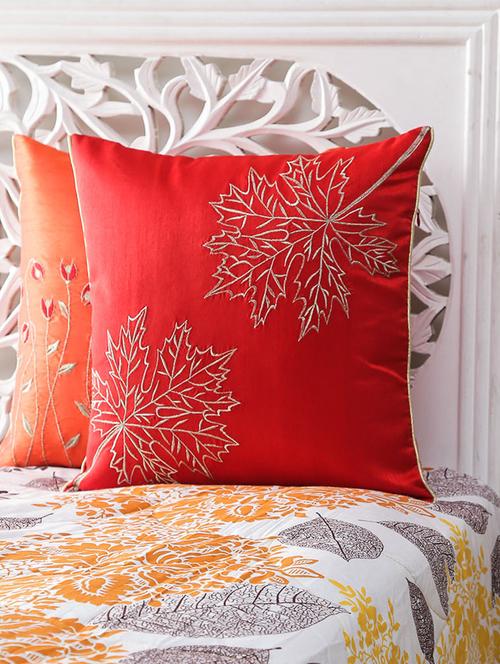 red embroidered cushion cover - 9573574 - Very Small Image - 1