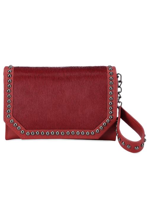 maroon studded leather wallet clutch - 957488 - Very Small Image - 1