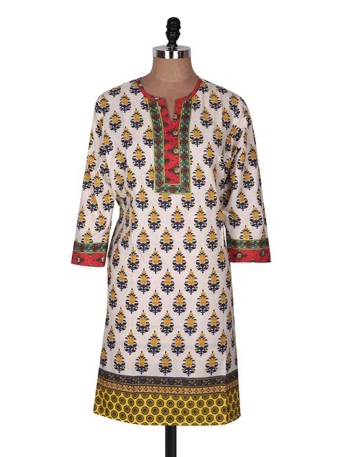 Multicolored Printed Cotton Kurti - 957632 - Very Small Image - 1
