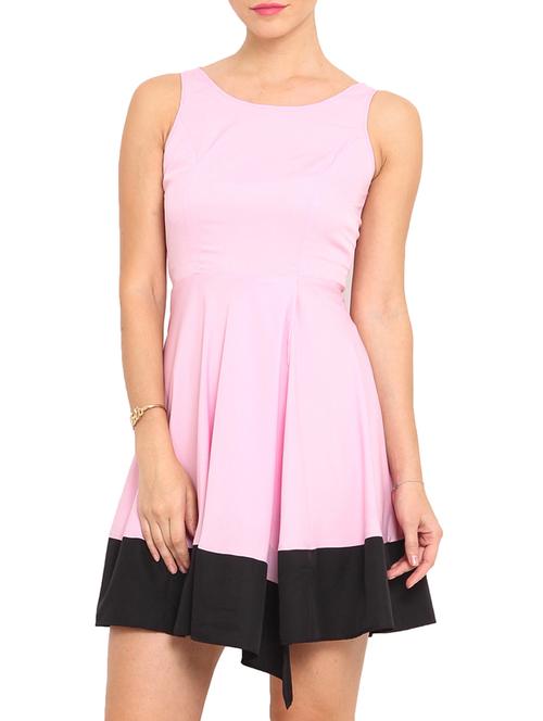 light pink color blocked sleeveless dress - 9578853 - Very Small Image - 1