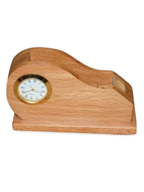 wooden pen and card holder with clock - 958009 - Very Small Image - 1