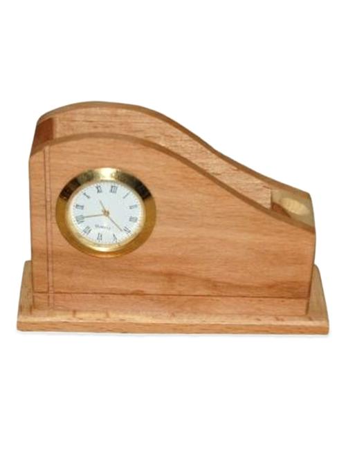 wooden pen and card holder with clock - 958010 - Very Small Image - 1