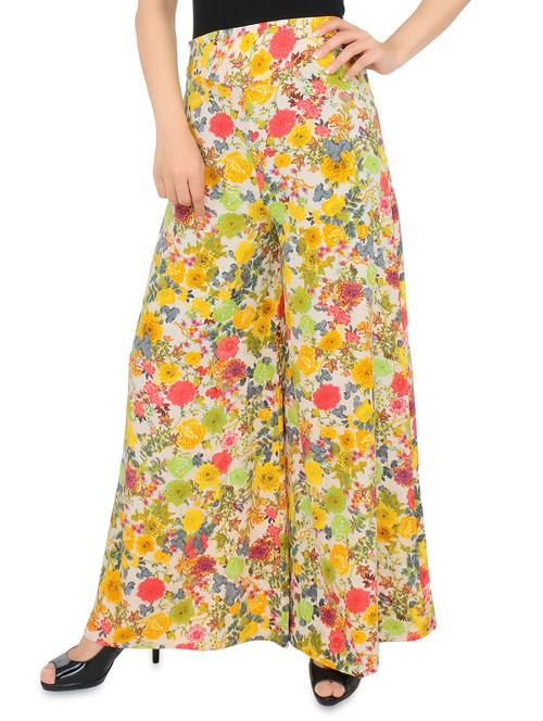multi colored floral printed palazzos - 9582201 - Very Small Image - 1