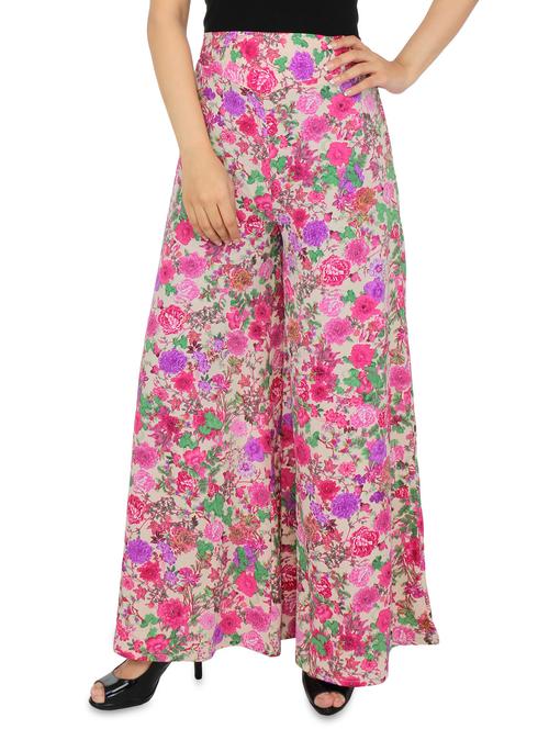 multi colored floral printed palazzos - 9582202 - Very Small Image - 1
