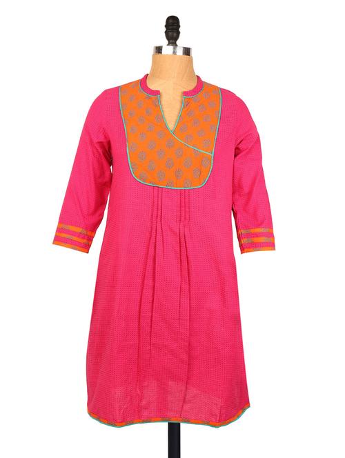 pink cotton straight kurta - 958334 - Very Small Image - 1