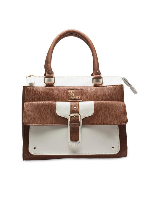 white and brown faux leather handbag - 9583424 - Very Small Image - 1