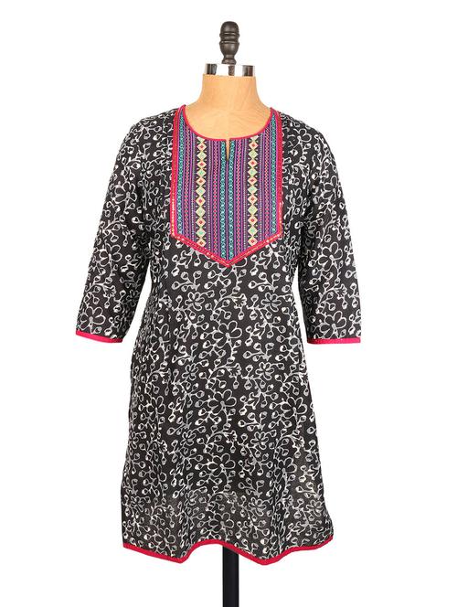 black cotton straight kurta - 958347 - Very Small Image - 1