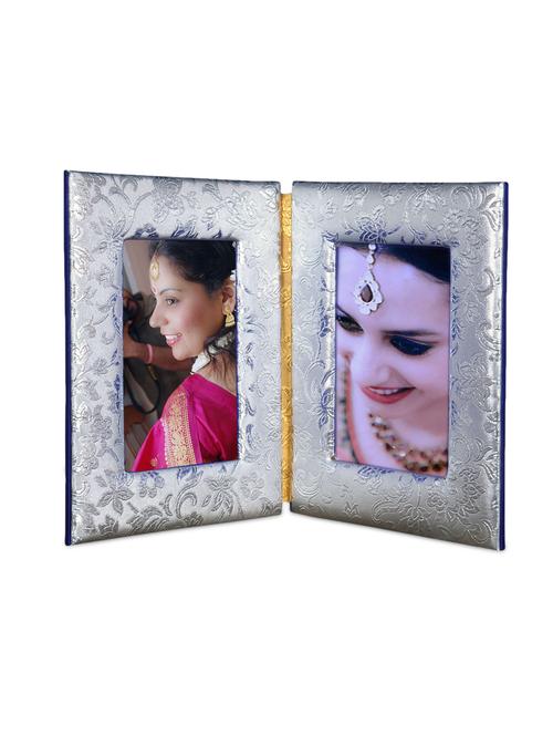 silver wood and leatherette photo frame - 9583545 - Very Small Image - 1