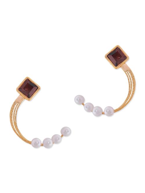 red embellished drop earrings - 9584576 - Very Small Image - 1