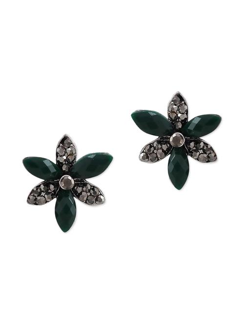 green embellished stud earrings - 9584764 - Very Small Image - 1