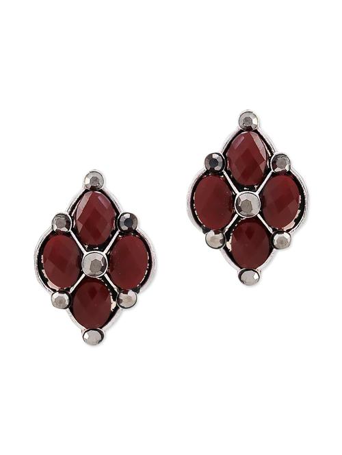 red embellished stud earrings - 9584771 - Very Small Image - 1