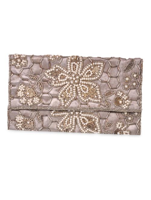 light brown embellished silk clutch - 9585058 - Very Small Image - 1