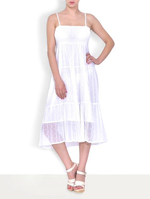 White Georgette Sleeveless frock - 9585211 - Very Small Image - 1
