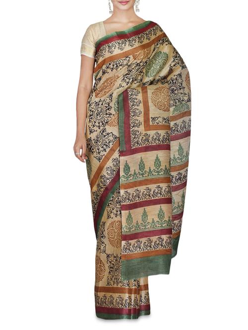 multicoloured bhagalpuri khadi silk printed saree - 9587206 - Very Small Image - 1