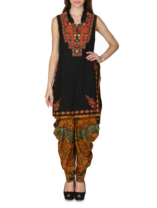 black , yellow rayon ethnic set - 9587355 - Very Small Image - 1