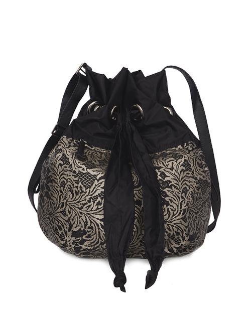 black rexine floral printed hand bag - 9588109 - Very Small Image - 1