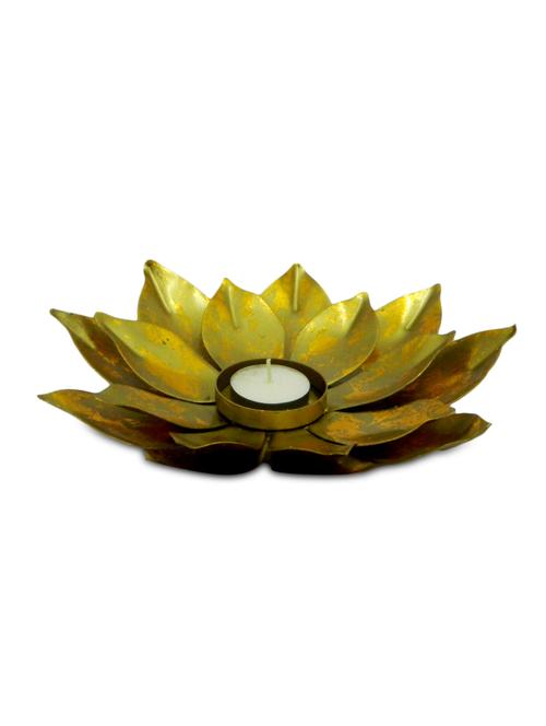 gold metallic lotus candle holder - 9589157 - Very Small Image - 1