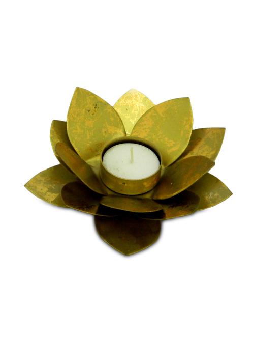 gold metallic lotus candle holder - 9589159 - Very Small Image - 1