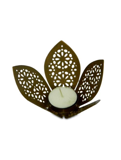 gold metallic lotus candle holder - 9589160 - Very Small Image - 1