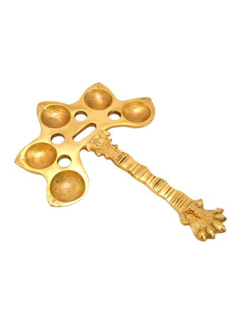 gold brass panchdeep aarti spoon - 9589926 - Very Small Image - 1