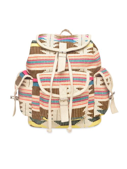 cream embroidered canvas backpack - 9591663 - Very Small Image - 1