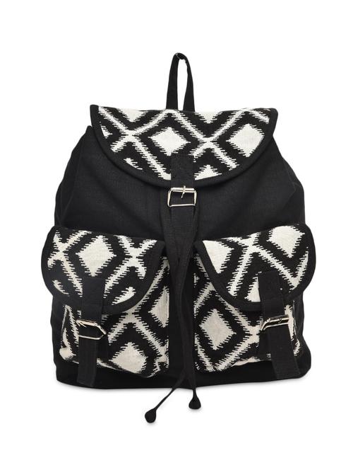 black and white canvas backpack - 9591668 - Very Small Image - 1