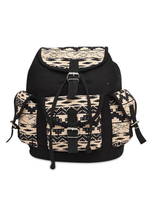 cream and black canvas backpack - 9591681 - Very Small Image - 1