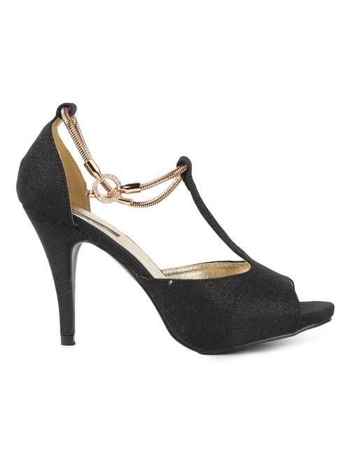 Black Synthetic Peep Toed Plain Sandals - 9591753 - Very Small Image - 1