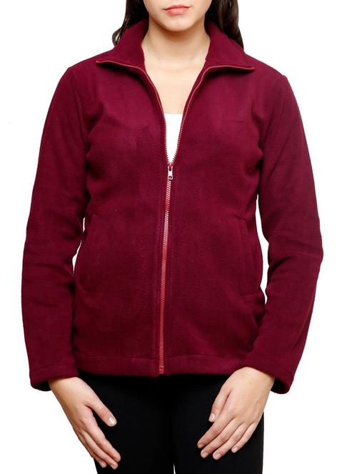 solid wine fleece jacket - 9592234 - Very Small Image - 1