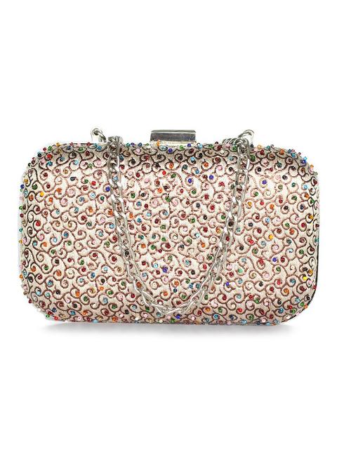 embellished leatherette minaudiere clutch - 9592427 - Very Small Image - 1