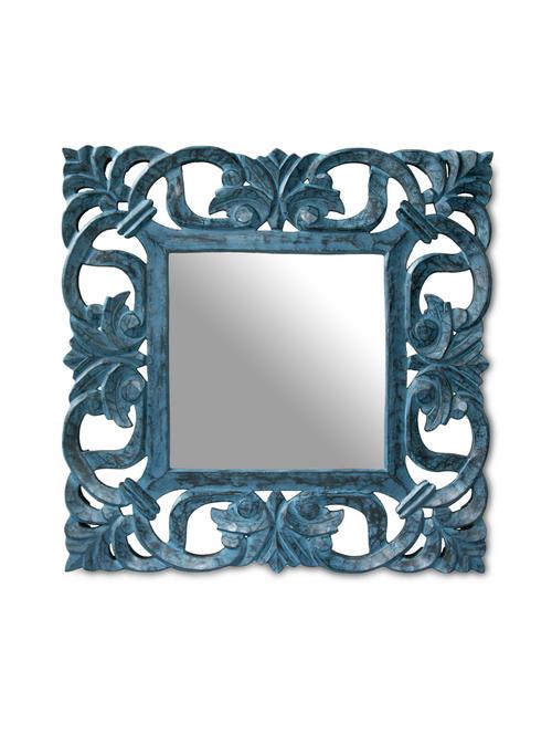 blue mdf scroll and leaf work mirror - 9592610 - Very Small Image - 1