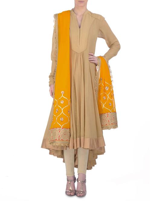 yellow embellished georgette dupatta - 9592890 - Very Small Image - 1
