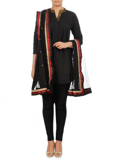 black embellished georgette dupatta - 9592897 - Very Small Image - 1
