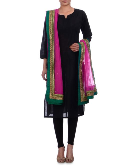 fuchsia embellished georgette dupatta - 9592900 - Very Small Image - 1