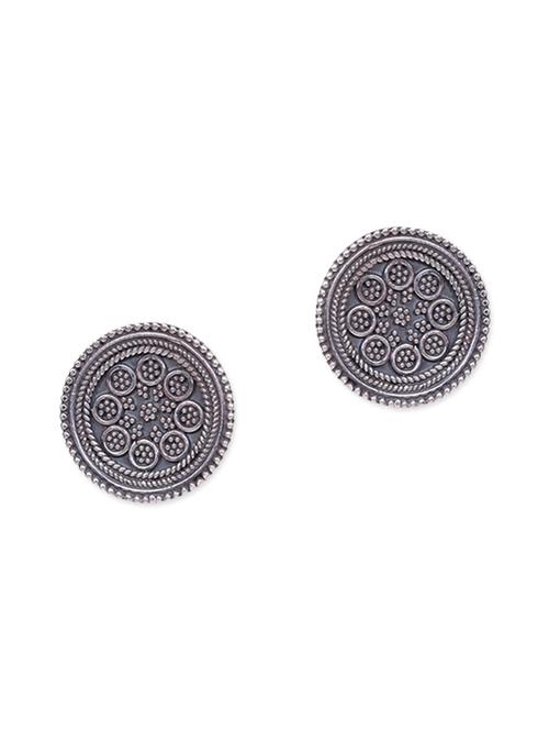 sterling silver embossed ethnic earrings - 9593054 - Very Small Image - 1