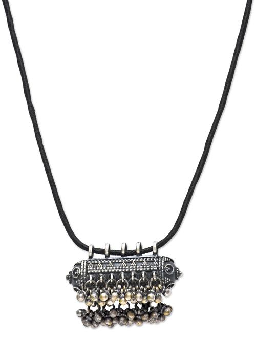 Black and Antique Silver Necklace and Pendant Set - 9593097 - Very Small Image - 1