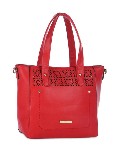 red leatherette cutwork detail tote - 9593353 - Very Small Image - 1