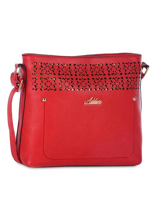 red leatherette cutwork detail sling bag - 9593355 - Very Small Image - 1