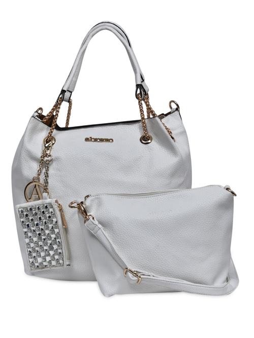 solid white faux leather handbag - 9594041 - Very Small Image - 1