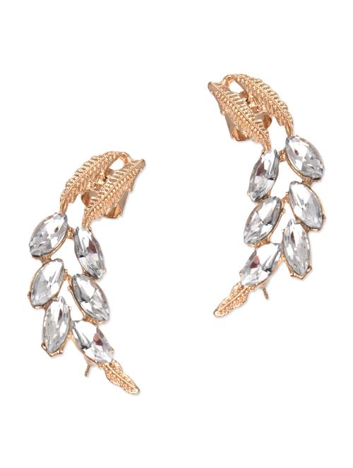 gold crystal embellished leaf ear cuff - 9594279 - Very Small Image - 1