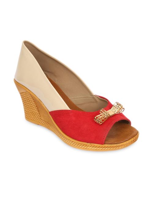 red leatherette open toe wedges - 9594729 - Very Small Image - 1